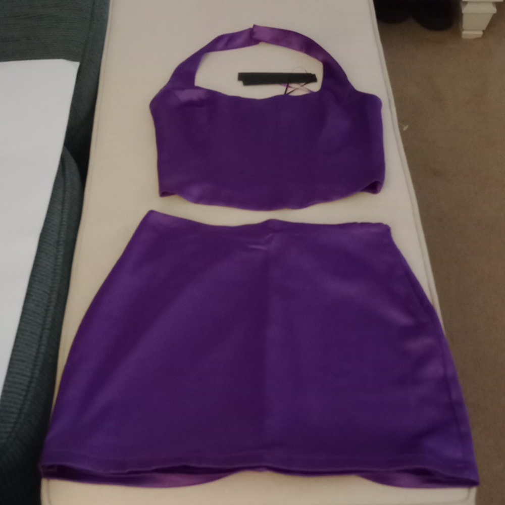 House of Harlow 1960 Purple Satin Mini Skirt